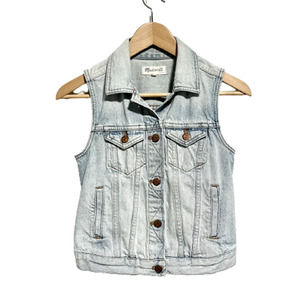 Madewell Light Wash Denim Jean Vest Button Up Denim Vest Sleeveless